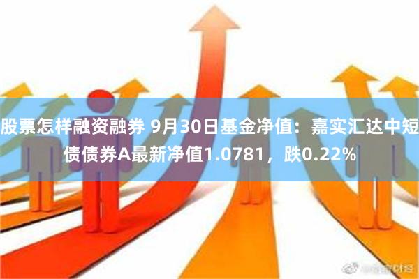 股票怎样融资融券 9月30日基金净值：嘉实汇达中短债债券A最新净值1.0781，跌0.22%