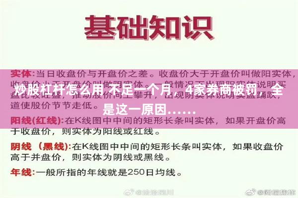 炒股杠杆怎么用 不足一个月，4家券商被罚，全是这一原因……