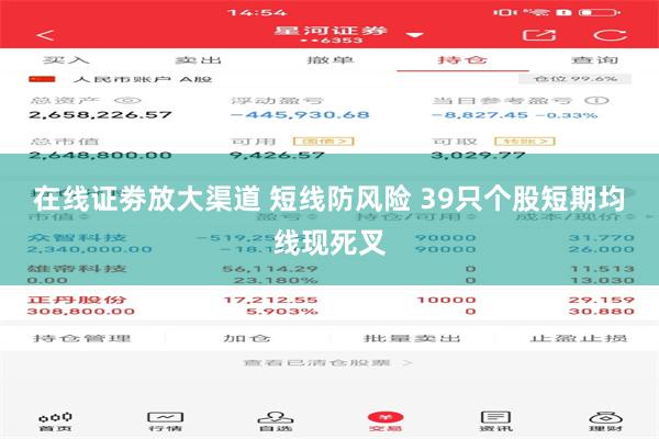 在线证劵放大渠道 短线防风险 39只个股短期均线现死叉